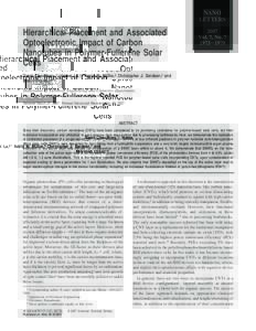 NANO LETTERS Hierarchical Placement and Associated Optoelectronic Impact of Carbon Nanotubes in Polymer-Fullerene Solar