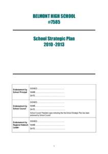 BELMONT HIGH SCHOOL #7585 School Strategic PlanEndorsement by