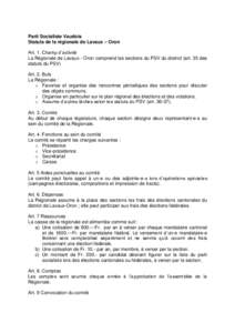 Parti Socialiste Vaudois Statuts de la régionale de Lavaux –Oron Ar t .1.Champd’ act