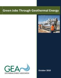 1  Green Jobs Through Geothermal Energy October 2010