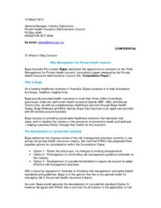 Microsoft Word - Bupa submission - Risk Management for Private Health Insurers 13th March.docx