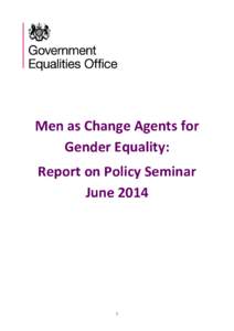 Men as Change Agents for Gender Equality: Report on Policy Seminar June