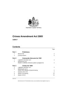 Australian Capital Territory  Crimes Amendment Act 2005 A2005-7  Contents