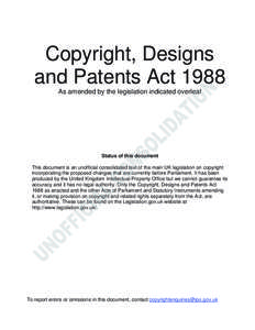 Copyright, Designs and Patents Act[removed]Consolidated