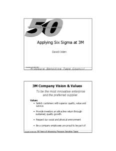 Copyright 3M[removed]Applying Six Sigma at 3M
