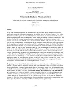 What the Bible Says About Abortion Text  What Saith the Scripture? http://www.WhatSaithTheScripture.com/  from the series