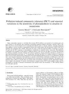 Chemosphere[removed]±437  www.elsevier.com/locate/chemosphere Pollution-induced community tolerance (PICT) and seasonal variations in the sensitivity of phytoplankton to atrazine in