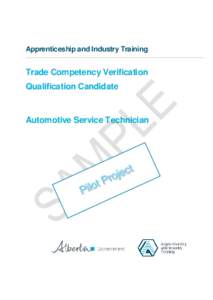 Apprenticeship and Industry Training  Trade Competency Verification Qualification Candidate  Automotive Service Technician