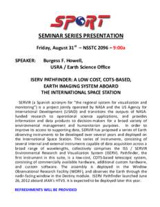 JULY SPORT SEMINAR SERIES PRESENTATION