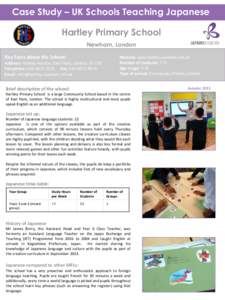 Case Study – UK Schools Teaching Japanese Hartley Primary School Newham, London Key Facts about the School:  Website: www.hartley.newham.sch.uk