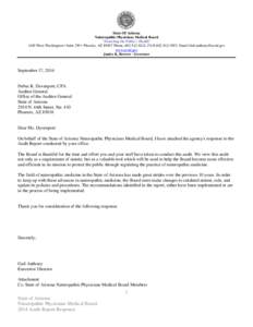 State Of Arizona Naturopathic Physicians Medical Board “Protecting the Public’s Health” 1400 West Washington • Suite 230 • Phoenix, AZ[removed]Phone, [removed], FAX[removed], Email [removed] ww