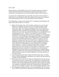 June 9, 2004 Written testimony of Jeff Griffith, Citizen, to the National Commission on Terrorist Attacks Upon the United States. This testimony is provided at the request of the Commission to be made part of the record 