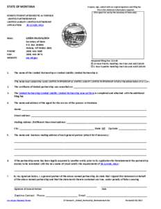 STATE OF MONTANA REINSTATEMENT of DOMESTIC or FOREIGN LIMITED PARTNERSHIP OR LIMITED LIABILITY LIMITED PARTNERSHIP APPLICATION[removed], MCA