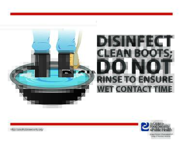 DISINFECT CLEAN BOOTS; DO NOT RINSE TO ENSURE