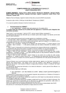 COMPTE-RENDU DE LA REUNION DU C