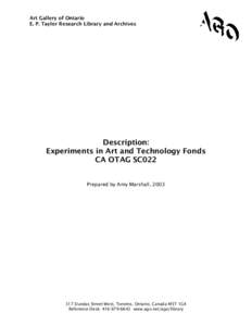 Description: Experiments in Art and Technology Fonds CA OTAG SC022
