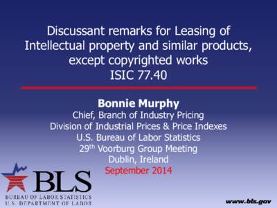 Discussant remarks for Leasing of Intellectual property and similar products, except copyrighted works ISIC[removed]Bonnie Murphy