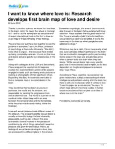 I want to know where love is: Research develops first brain map of love and desire