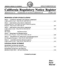 California Regulatory Notice Register 2013, Volume No. 41-Z