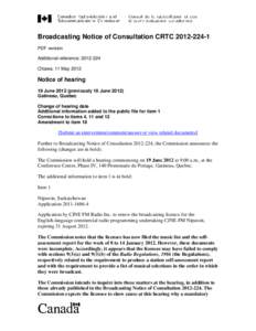 Broadcasting Notice of Consultation CRTC 200X-X-X