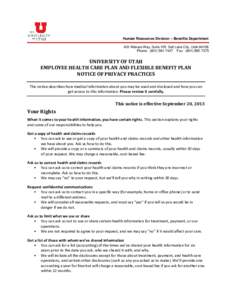 Human Resources Division – Benefits Department 420 Wakara Way, Suite 105 Salt Lake City, UtahPhone: (Fax: (420UTAH Wakara Way, Suite 105 Salt Lake City, UtahUNIVERSITY OF