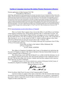 Southern Campaign American Revolution Pension Statements & Rosters Pension application of John Guerrant VAS1706 Transcribed by Will Graves vsl[removed]
