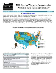 2012 Oregon Workers’ Compensation Premium Rate Ranking Summary Department of Consumer and Business Services October 2012