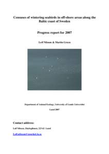 Censuses of wintering seabirds in off-shore areas along the Baltic coast of Sweden Progress report for 2007 Leif Nilsson & Martin Green