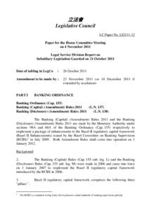 立法會 Legislative Council LC Paper No. LS2[removed]Paper for the House Committee Meeting on 4 November 2011 Legal Service Division Report on