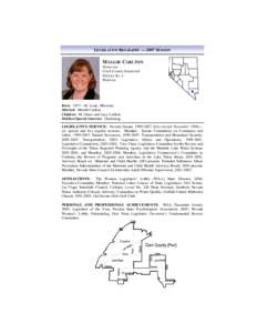 LEGISLATIVE BIOGRAPHY — 2007 SESSION  MAGGIE CARLTON Democrat Clark County Senatorial District No. 2
