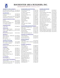 ROCHESTER AREA BUILDERS, INC. MEMBERSHIP ROSTER - February 4, 2015 ABSTRACT & TITLE GUARANTY BANKS/MORTGAGES/FINANCING