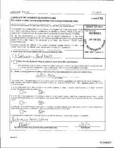 CONFLICT OF INTEREST QUESTIONNAIRE For vendor or other person doing business with local governmental entity FORMCIQ  This questionnaire reflects changes made to the law by H.B. 1491, 80th Leg., Regular Session.