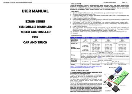 User Manual of “EZRUN” Series Brushless Speed Controller  HW-SM401ENG[removed]USER MANUAL EZRUN SERIES