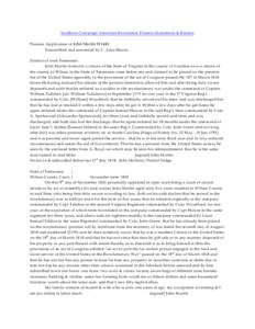 Southern Campaign American Revolution Pension Statements & Rosters Pension Application of John Martin W1443 Transcribed and annotated by C. Leon Harris District of west Tennessee John M artin formerly a citizen of the St