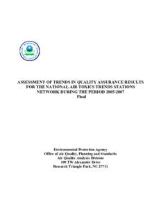 ASSESSMENT OF TRENDS IN QUALITY ASSURANCE RESULTS FOR THE NATIONAL AIR TOXICS TRENDS STATIONS NETWORK DURING THE PERIOD[removed]Final  Environmental Protection Agency