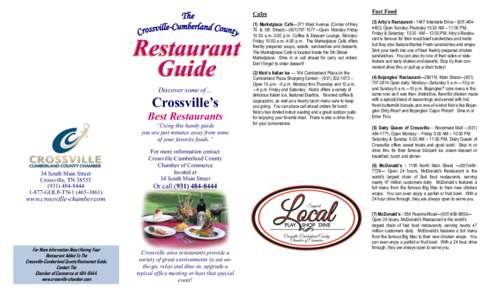 Restaurant Guide Discover some of… Crossville’s Best Restaurants