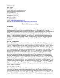 October 24, 2006 State Contact Reinee Hildebrandt Urban Conservation Program Administrator Illinois Department of Natural Resources Division of Forestry