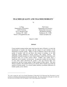Microsoft Word - Feng Sass Teacher Quality and Teacher Mobility 08.doc