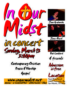 Joan Grabowski  in concert Sunday, March 13 3:00pm
