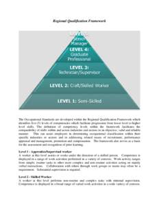 Regional Qualification Framework  The Occupational Standards are developed within the Regional Qualification Framework which identifies five (5) levels of competencies which facilitate progression from lower level to hig