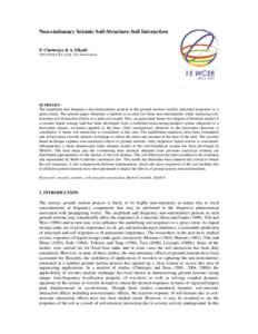 Non-stationary Seismic Soil-Structure-Soil Interaction  P. Chatterjee & A. Elkadi