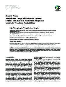 Probability and statistics / Markov models / Markov chain / Networked control system / Matrix / Control theory / Statistics / Markov processes / Stochastic processes