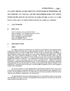 AGENDA ITEM NO.  E-la AT A JOINT MEETING OF THE JAMES CITY COUNTY BOARD OF SUPERVISORS, THE WILLIAMSBURG CITY COUNCIL, AND THE WILLIAMSBURG-JAMES CITY COUNTY