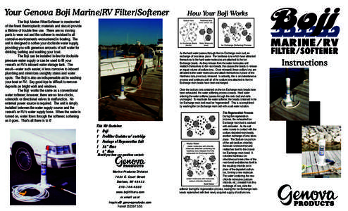 Your Genova Boji Marine/RV Filter/Softener The Boji Marine Filter/Softener is constructed of the finest thermoplastic materials and should provide a lifetime of trouble free use. There are no moving parts to wear out and