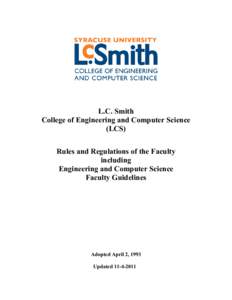 L.C. Smith College of Engineering and Computer Science (LCS) Rules and Regulations of the Faculty including Engineering and Computer Science