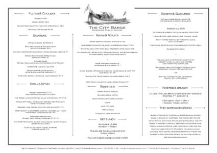 Sunday Menu - The City Barge