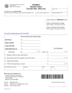 August 2012 PRA-012 Premier Resort Area Tax Return