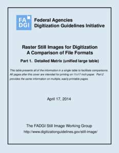 Federal Agencies Digitization Guidelines Initiative Raster Still Images for Digitization A Comparison of File Formats Part 1. Detailed Matrix (unified large table)