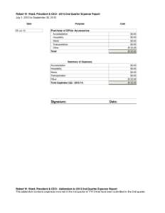 Robert W. Ward, President and CEO[removed]2nd quarter expense report