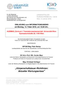 An die Mitglieder und Berufsanwärter der Kammer der Steuerberater und Wirtschaftsprüfer in Wien, Niederösterreich und Burgenland